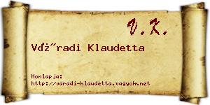 Váradi Klaudetta névjegykártya
